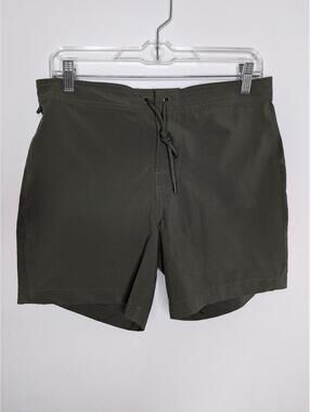 Sundek Swim Shorts Mens 30 Green Stripe Board Shorts Drawstring Back Pocket